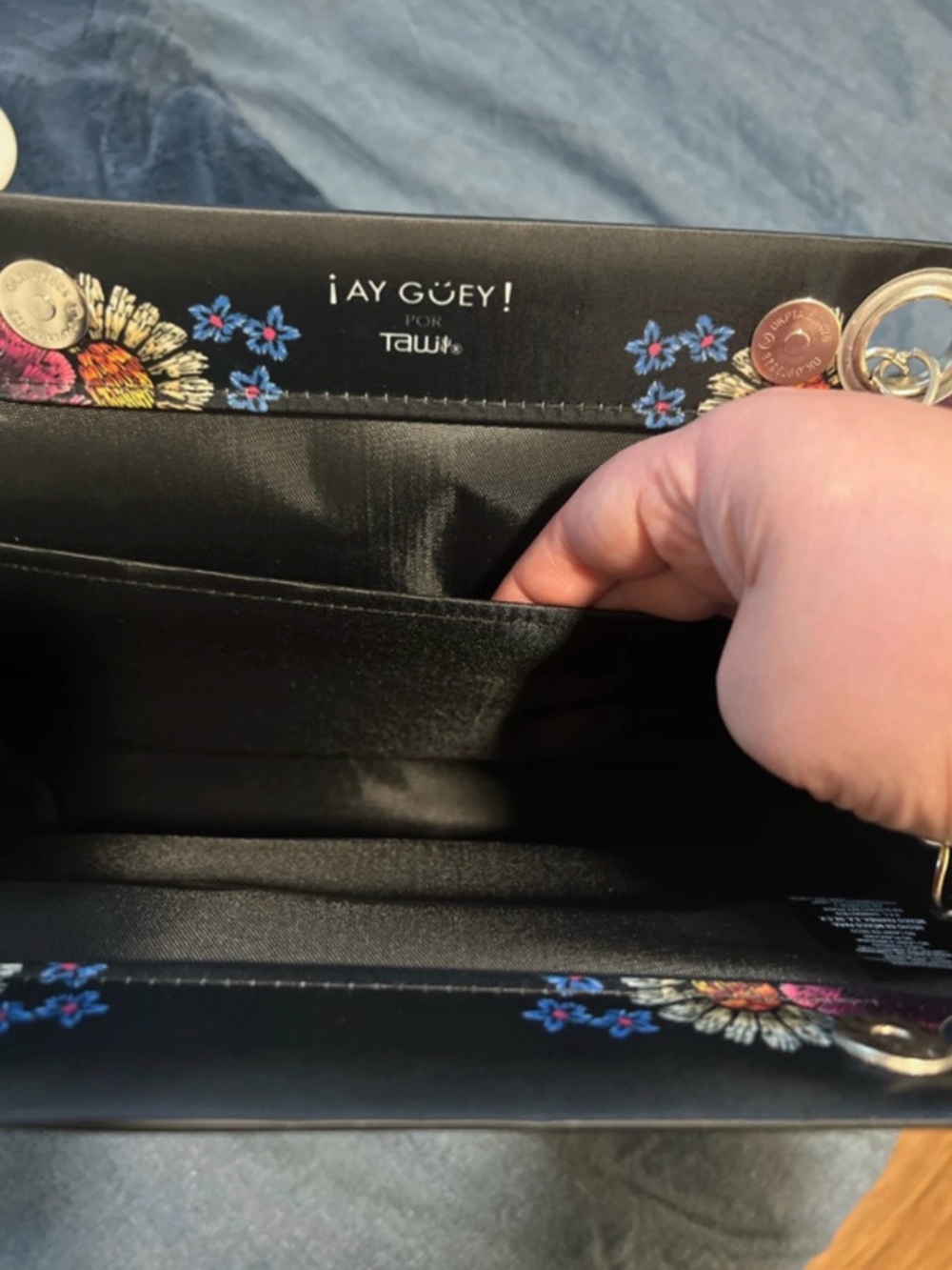 Hummingbird Floral Shoulder Bag - Black - Picture 5 of 7
